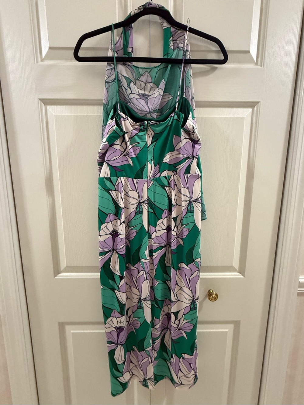 Alexia Admor Green Purple Floral Overlay Cocktail Dress Medium NWT - Picture 7 of 16